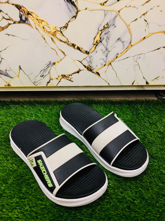 Black & White Skechers Slippers